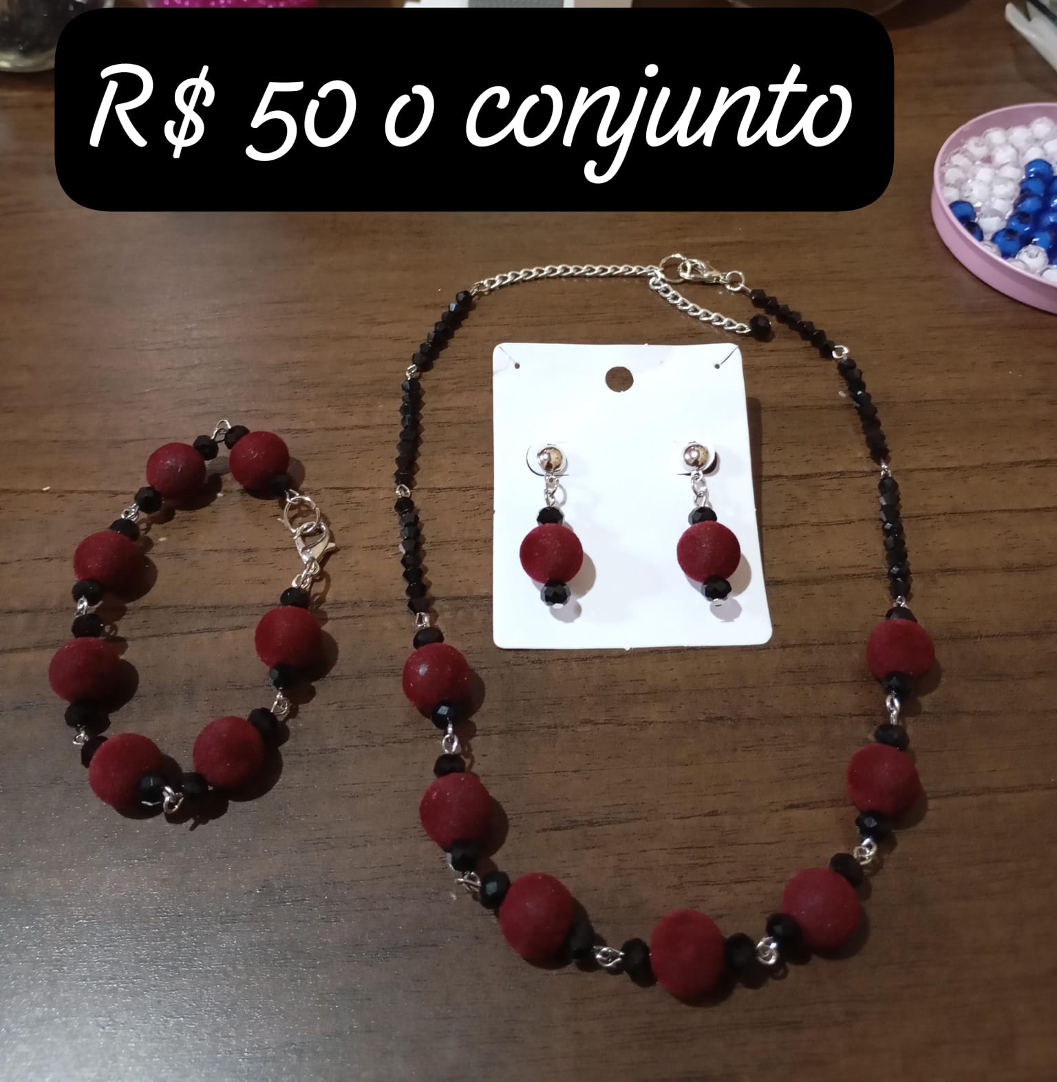 Kit colar, pulseira e brincos